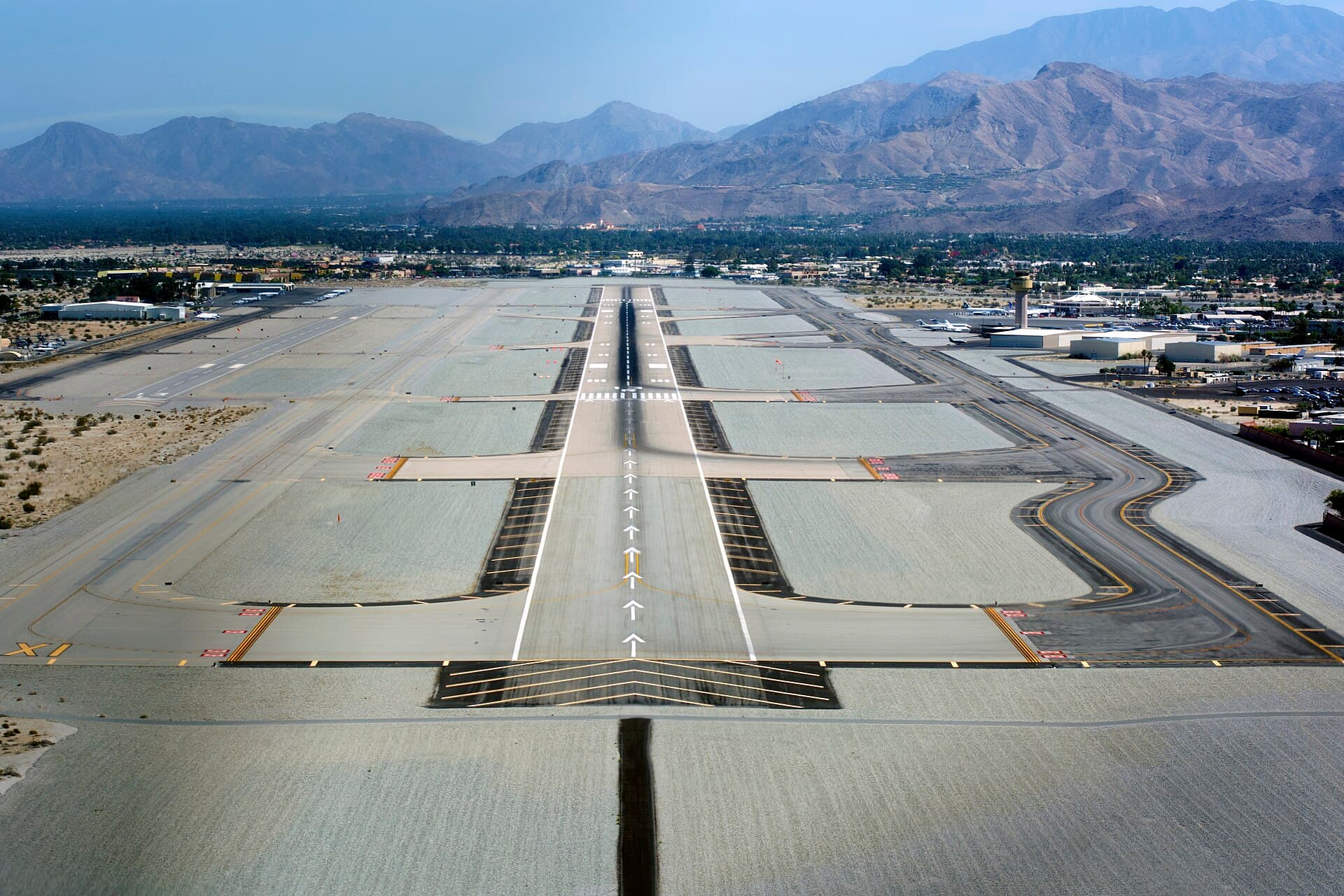 An airport runway seen from the air